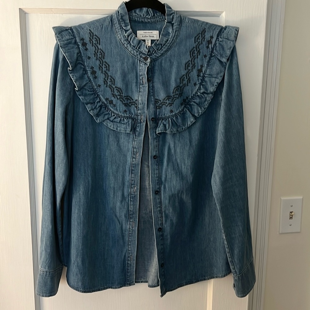 & other stories denim western inspired button down shirt US 12